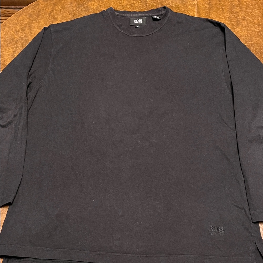 Boss Jet Black Crew Neck Long Sleeve Tee - Picture 4 of 6